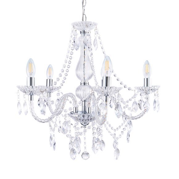 Marie Therese Chrome Integrated LED 5 Light Chandelier