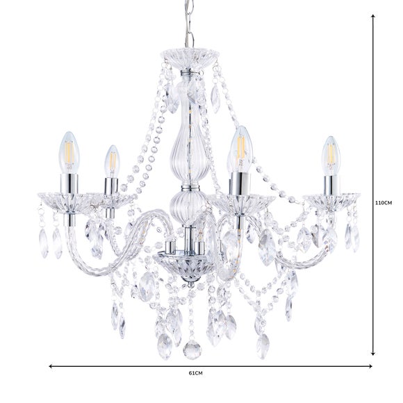 Marie Therese Chrome Integrated LED 5 Light Chandelier