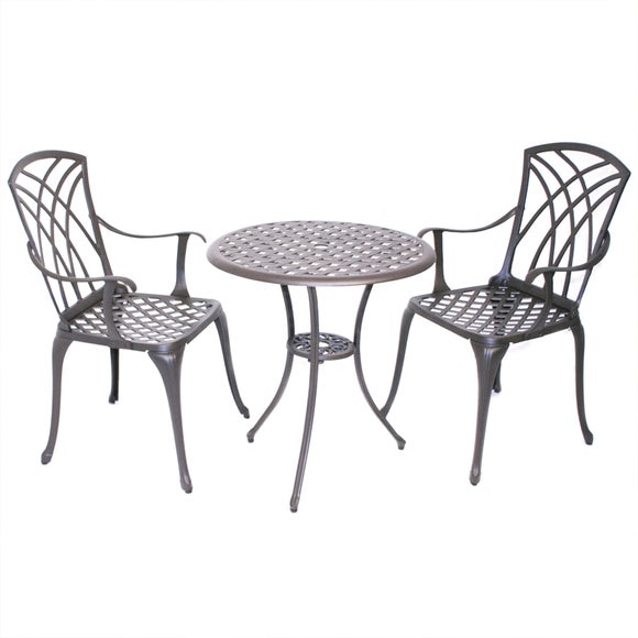 Cast Aluminium 2 Seater Black Bistro Set