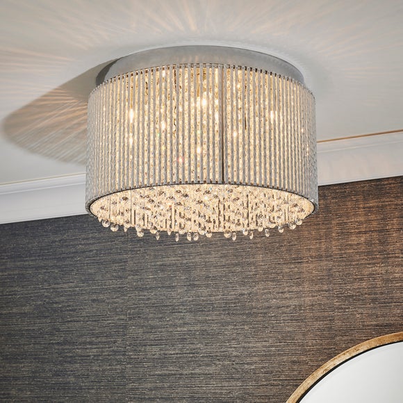 Vogue Galina 10 Light Crystal Flush Ceiling Light