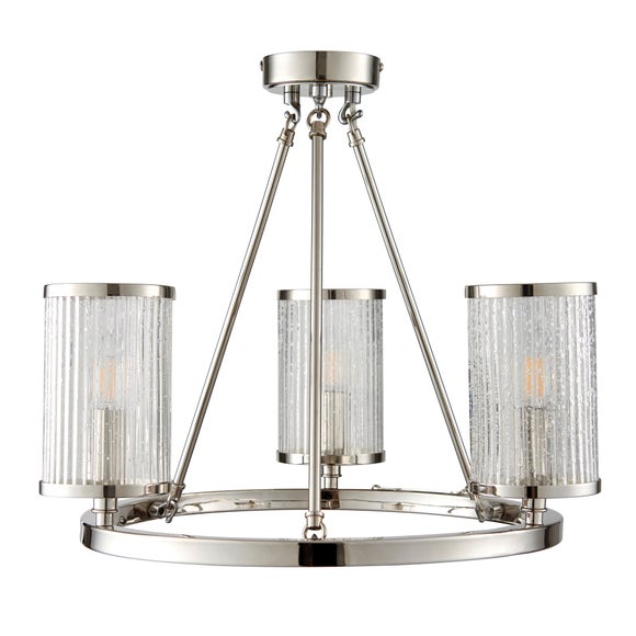 Vogue Easton Ribbed Glass Semi Flush Ceiling Light