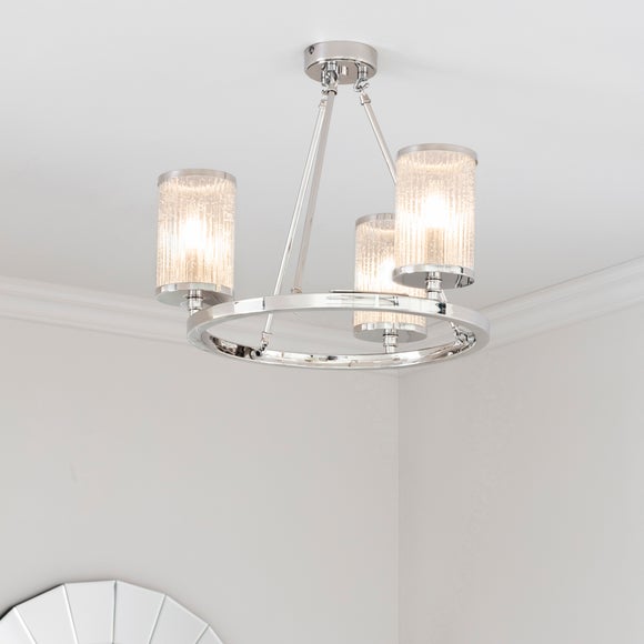 Vogue Easton Ribbed Glass Semi Flush Ceiling Light