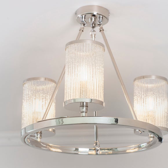 Vogue Easton Ribbed Glass Semi Flush Ceiling Light