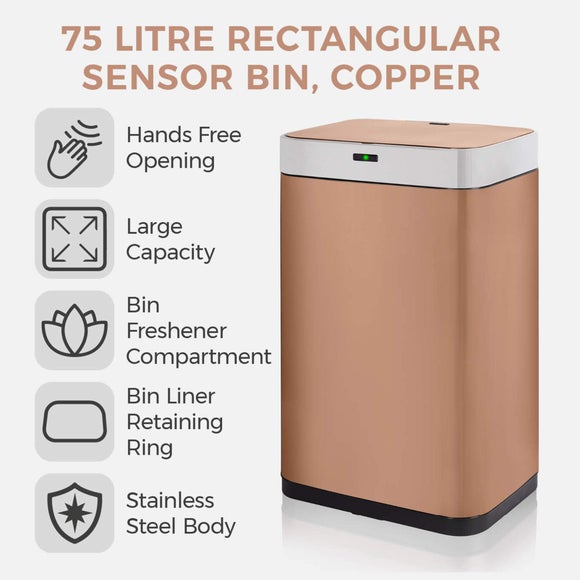 Tower 75L Rectangular Sensor Bin, product image 2