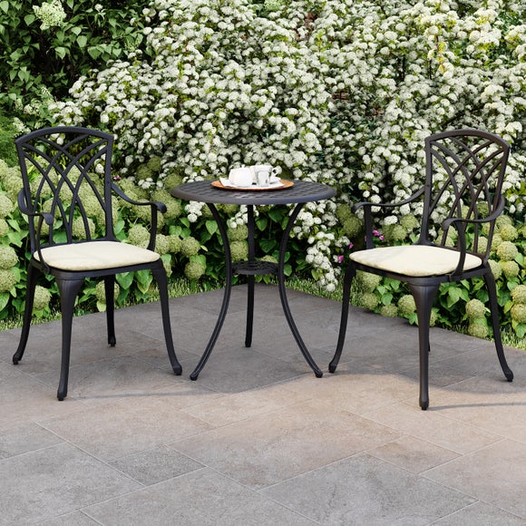Cast Aluminium 2 Seater Black Bistro Set
