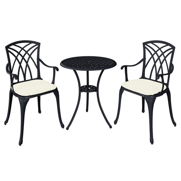 Cast Aluminium 2 Seater Black Bistro Set