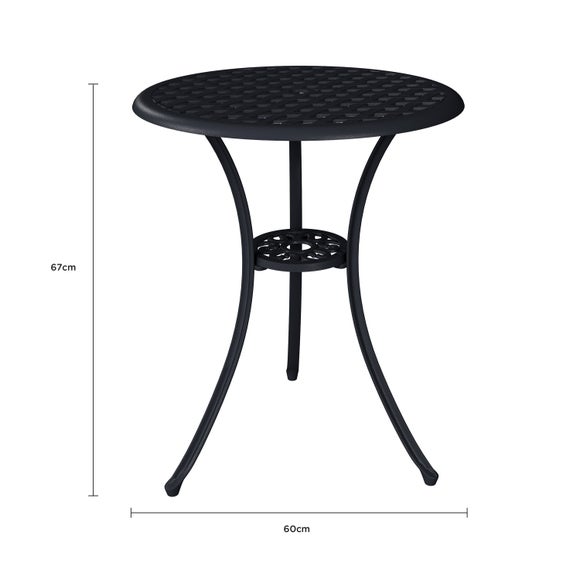 Cast Aluminium 2 Seater Black Bistro Set