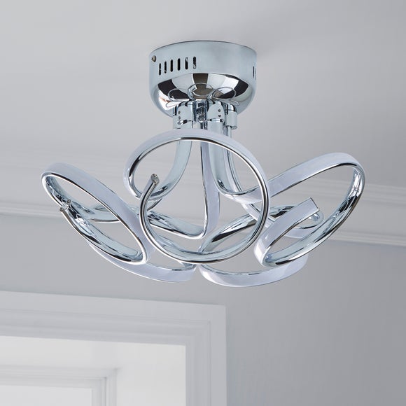 Cortez 5 Light Integrated LED Swirl Semi Flush Ceiling Light