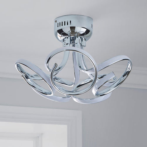 Cortez 5 Light Integrated LED Swirl Semi Flush Ceiling Light