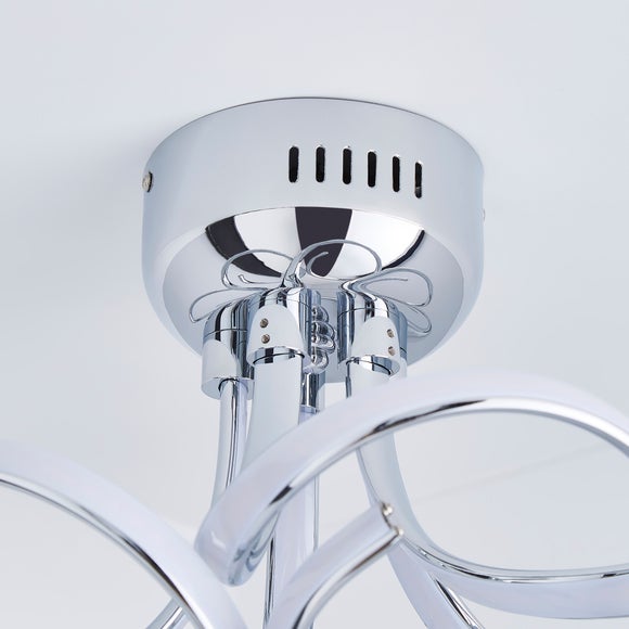 Cortez 5 Light Integrated LED Swirl Semi Flush Ceiling Light