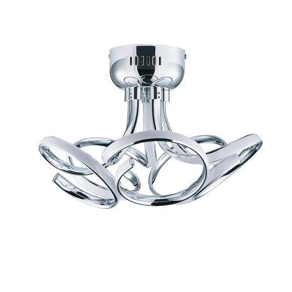 Cortez 5 Light Integrated LED Swirl Semi Flush Ceiling Light