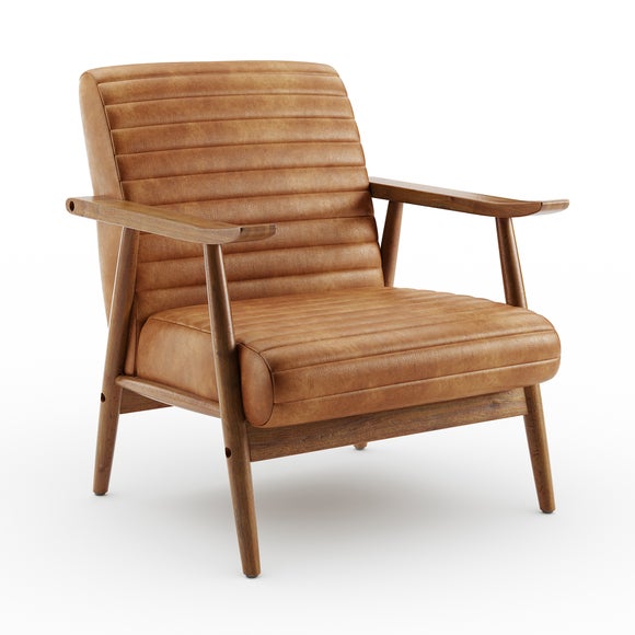 Quinn Faux Leather Wooden Arm Accent Chair, product image 2
