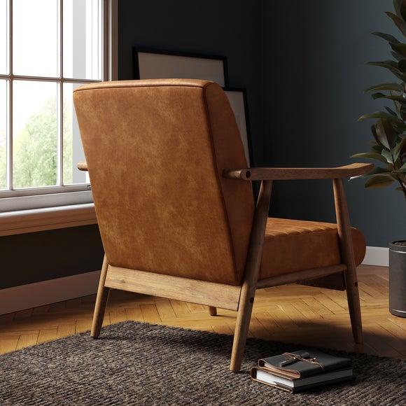 Quinn Faux Leather Wooden Arm Accent Chair, product image 3