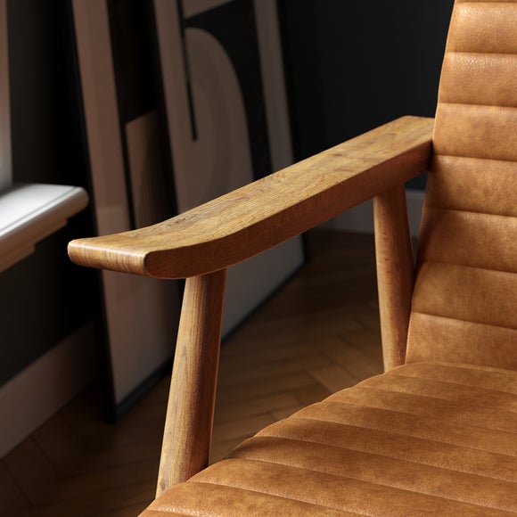 Quinn Faux Leather Wooden Arm Accent Chair, product image 5