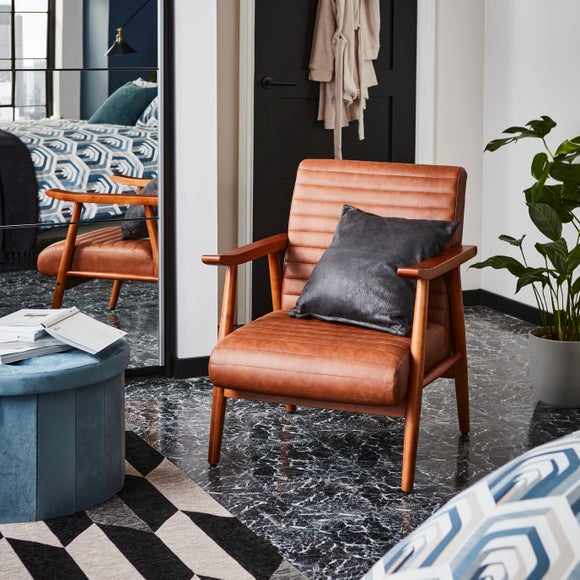 Quinn Faux Leather Wooden Arm Accent Chair, product image 7