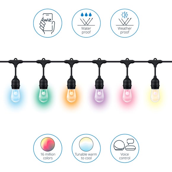 WiZ 48ft Smart Ambient Outdoor Festoon Lights