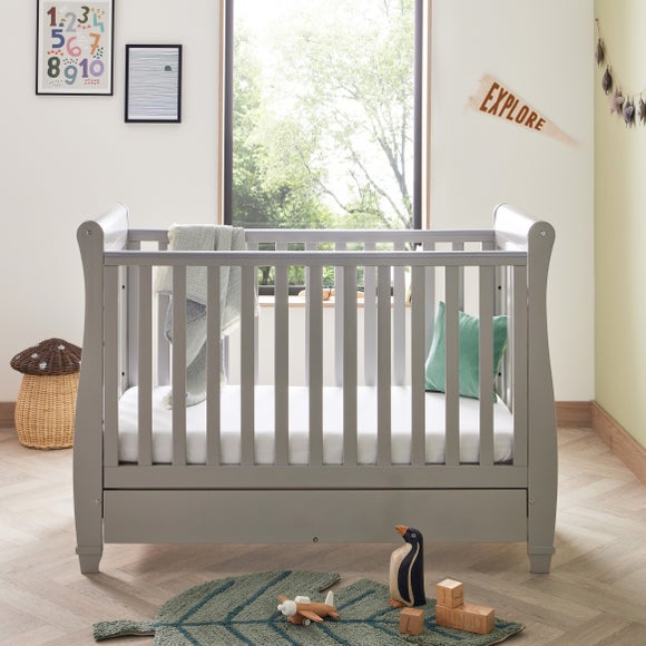 Babymore Eva Sleigh Cot Bed with Drawer, product image 2