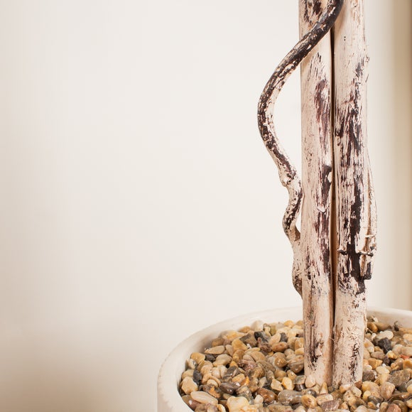 Artificial Ficus Tree in Cream Ribbed Cement Plant Pot
