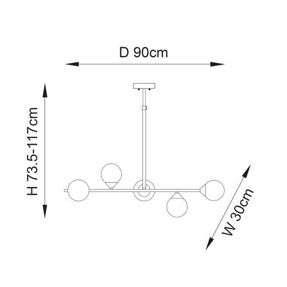 Vogue Willis 5 Light Diner Ceiling Light, product image 19