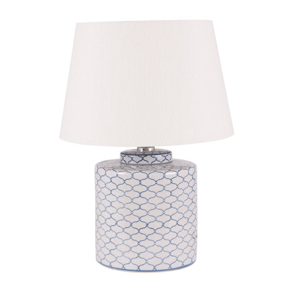 Demetri Grey and Blue Detail Ceramic Table Lamp