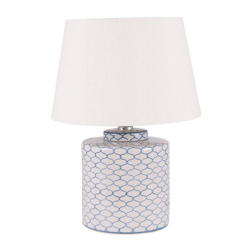 Demetri Grey and Blue Detail Ceramic Table Lamp