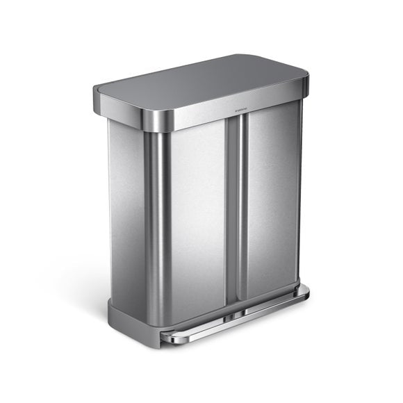 Simplehuman 58L Recycling Rectangular Pedal Bin with Lid