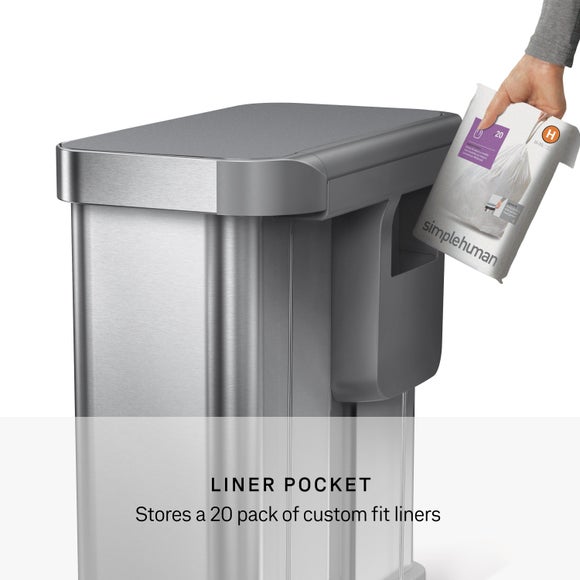 Simplehuman 58L Recycling Rectangular Pedal Bin with Lid