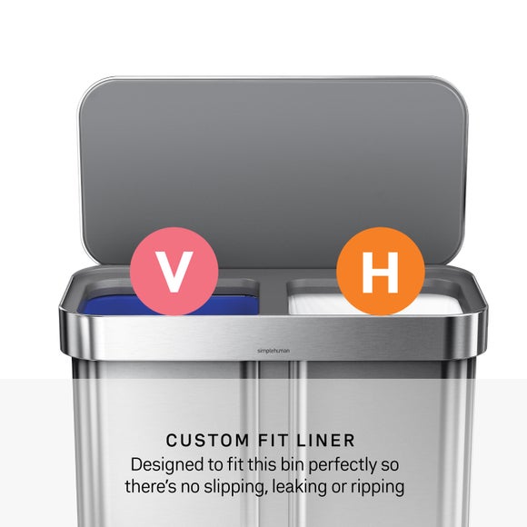 Simplehuman 58L Recycling Rectangular Pedal Bin with Lid