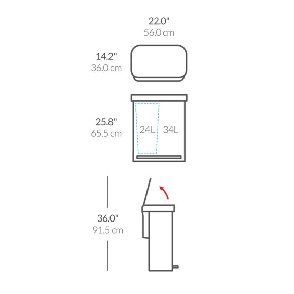 Simplehuman 58L Recycling Rectangular Pedal Bin with Lid