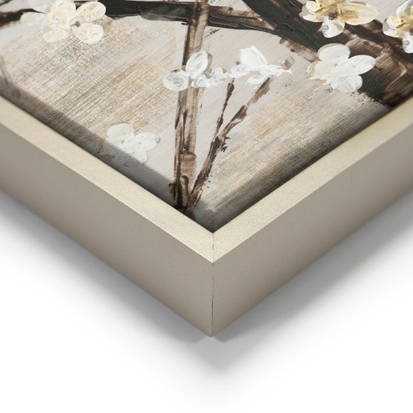 Silver Apple Blooms Framed Canvas