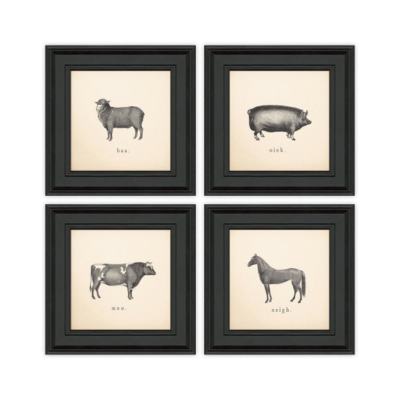 Set of 4 Down By The Farm Framed Prints