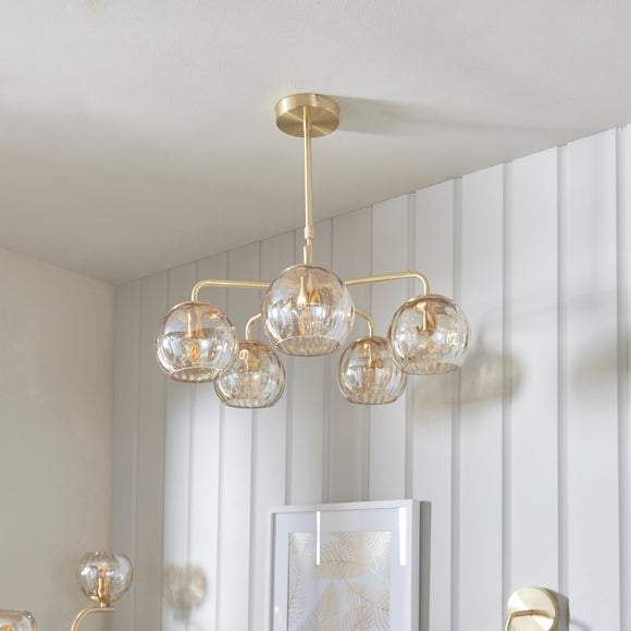Return - Vogue Arkoma Glass 5 Light Chandelier
