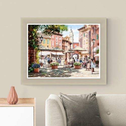 Artko Summer Courtyard Cafe Framed Print