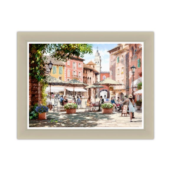Artko Summer Courtyard Cafe Framed Print