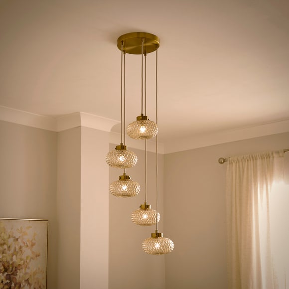 Silas Embossed 5 Light Adjustable Cluster Ceiling Light