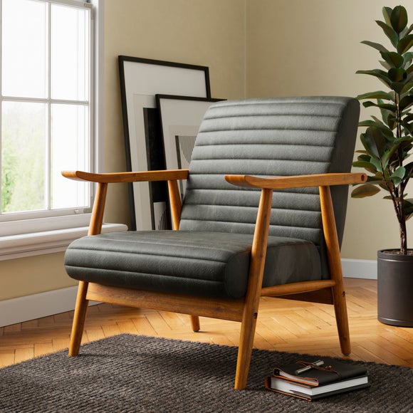Quinn Faux Leather Wooden Arm Accent Chair, product image 8