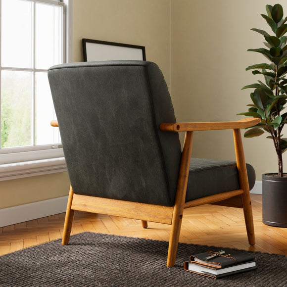 Quinn Faux Leather Wooden Arm Accent Chair, product image 9