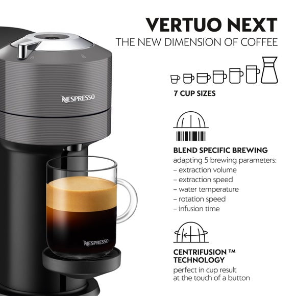 Nespresso Vertuo Next Coffee Machine with Aeroccino Milk Frother, product image 2