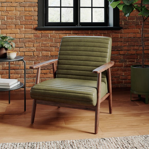 Quinn Faux Leather Wooden Arm Accent Chair, product image 16