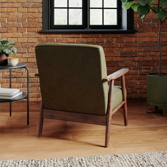 Quinn Faux Leather Wooden Arm Accent Chair, product image 17