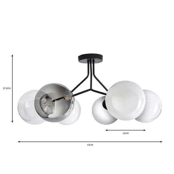 Nila 6 Light Semi Flush Ceiling Light