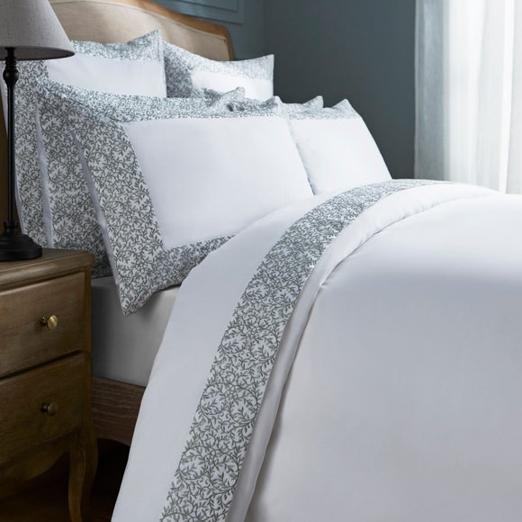 Dorma Elmley Embroidered 100% Cotton Sateen Duvet Cover & Pillowcase Set, product image 2