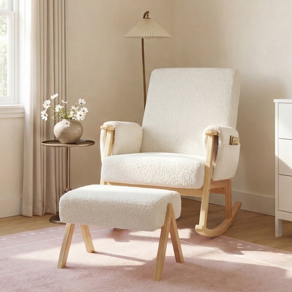 Bebe & Beyond Sherpa Storyteller Nursing Chair with Stool
